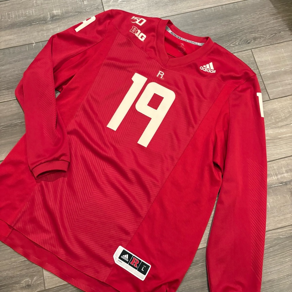Adidas Rutgers Scarlet Knights 150 Anniversary Queensman Long Sleeve Jersey L